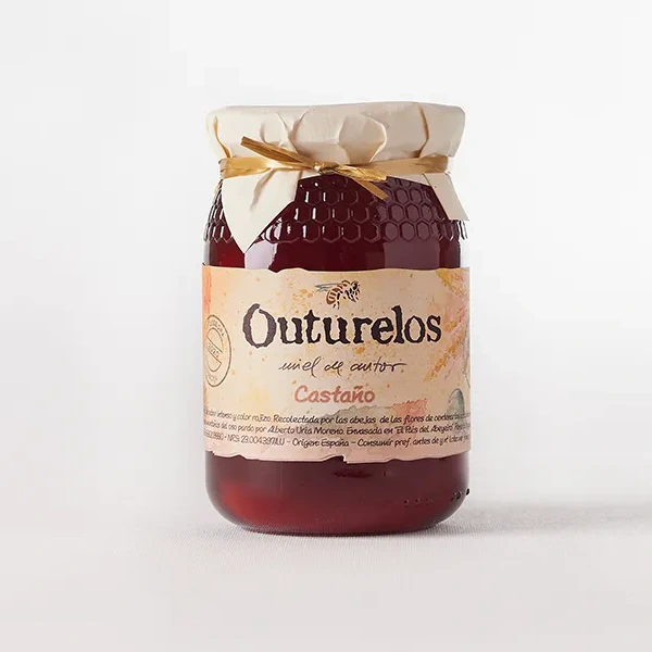 Bote de mel de castiñeiro Outurelos con tapa de tea